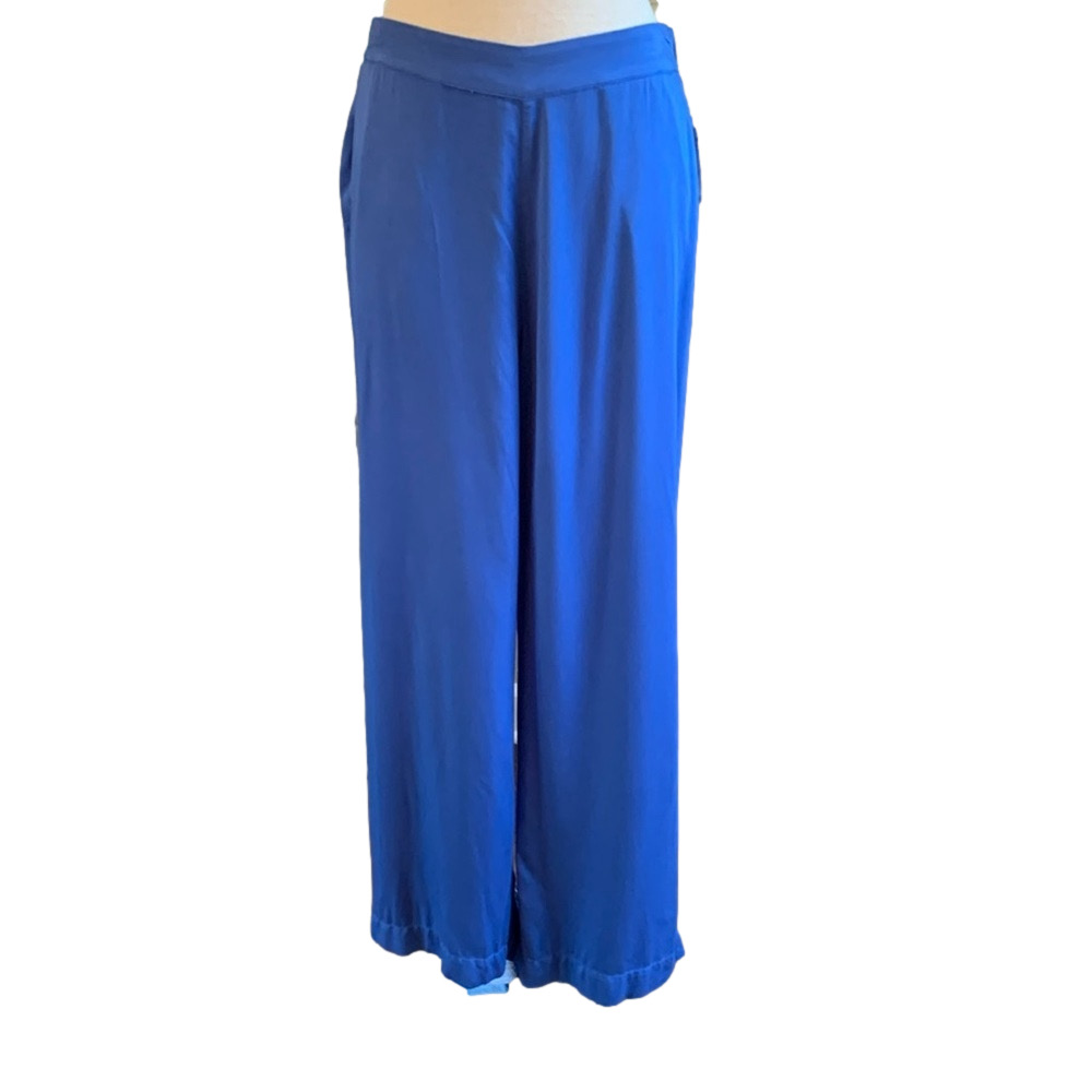 Cloth & Stone sz L blue high rise wide leg pull on pants with pockets